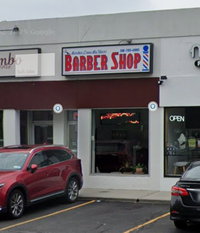 Street view of the Barber Crew by Yury storefront in Bellmore